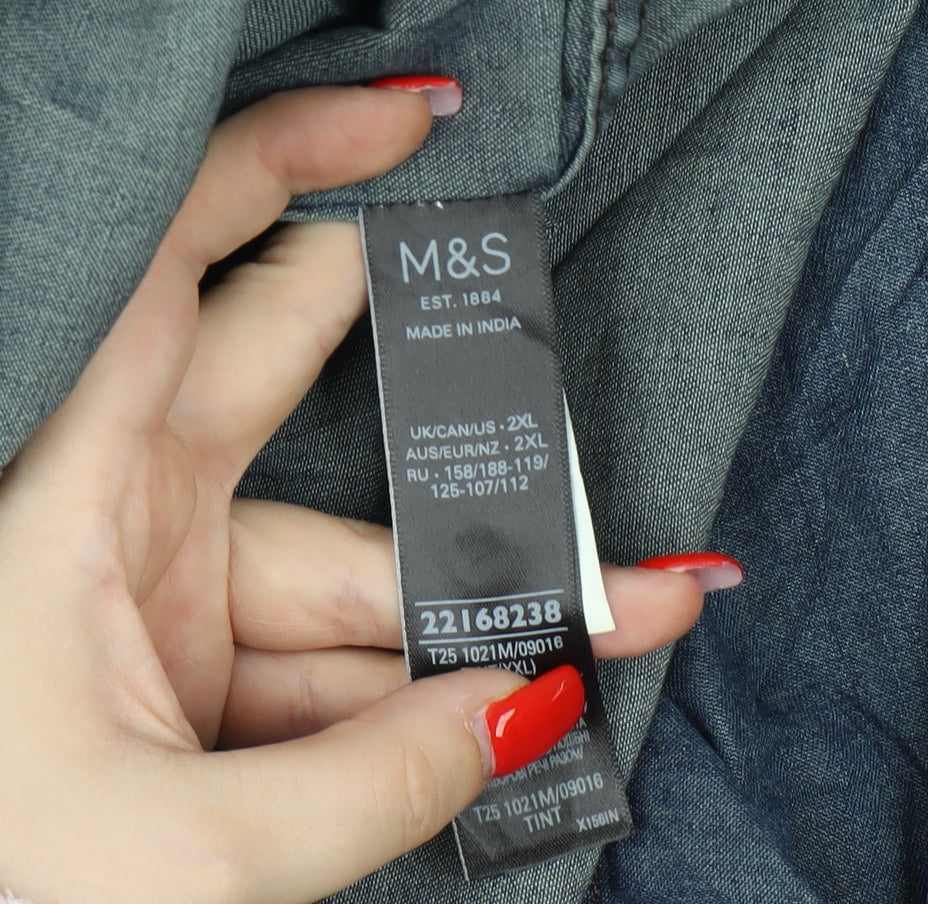 Marks and Spencer Men's Blue Denim Shirt 2XL