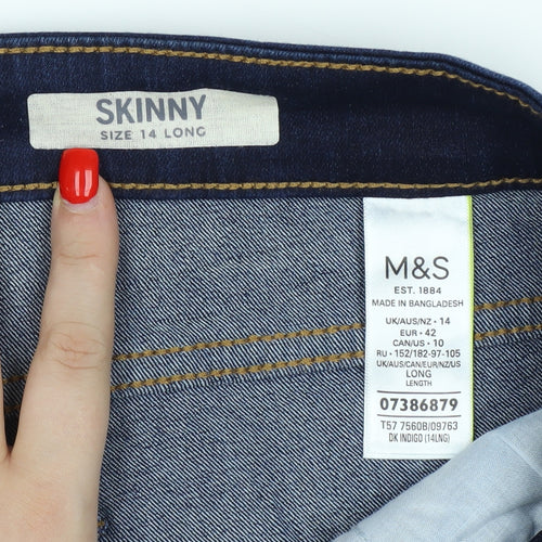 Marks and Spencer Women's Blue Skinny Jeans Size 14