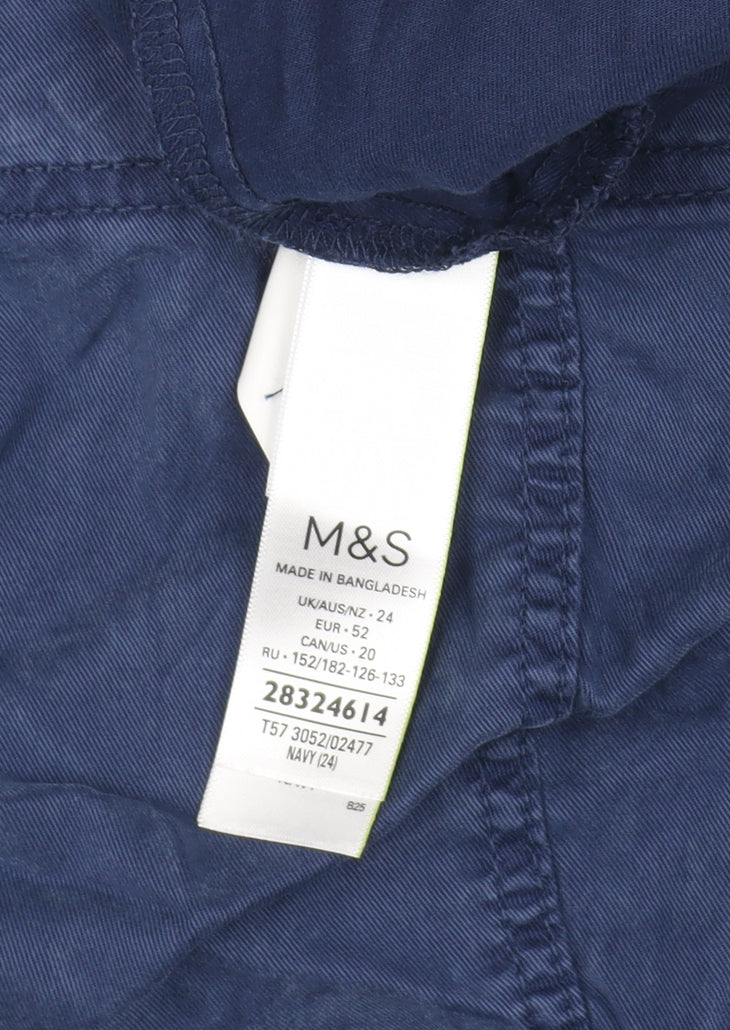 Marks and Spencer Women's Blue Cargo Shorts Size UK 24