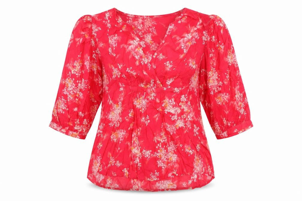 M&S Women's Pink Floral Tunic Blouse, Size L, Cotton
