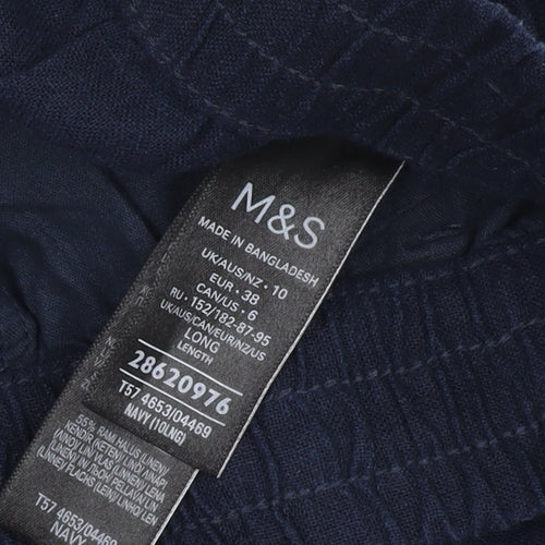 Marks and Spencer Women's Blue Linen Joggers Size 10