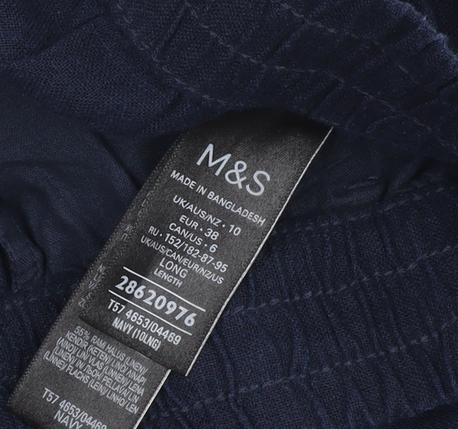 Marks and Spencer Women's Blue Linen Joggers Size 10