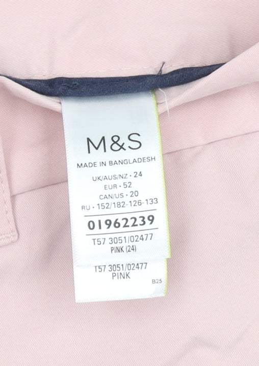 Marks and Spencer Women's Pink Chino Shorts Size 24