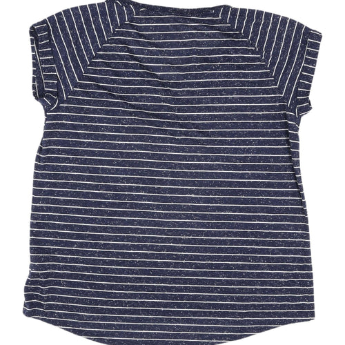 Marks & Spencer Women's Blue Striped T-Shirt Size 14