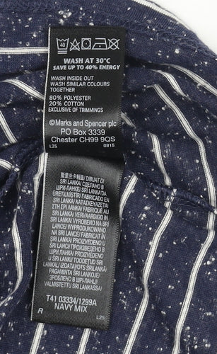 Marks & Spencer Women's Blue Striped T-Shirt Size 14