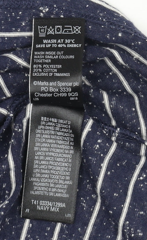 Marks & Spencer Women's Blue Striped T-Shirt Size 14