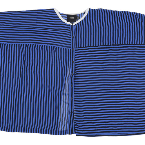 ASOS Women's Blue Striped Button-Up Shirt Size 14