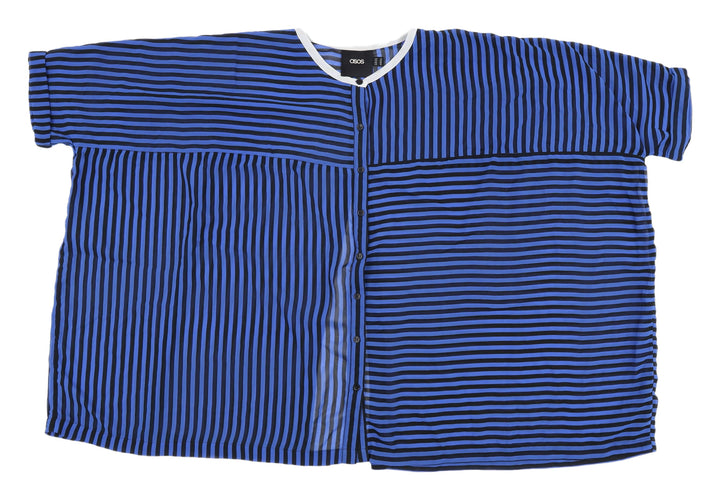 ASOS Women's Blue Striped Button-Up Shirt Size 14
