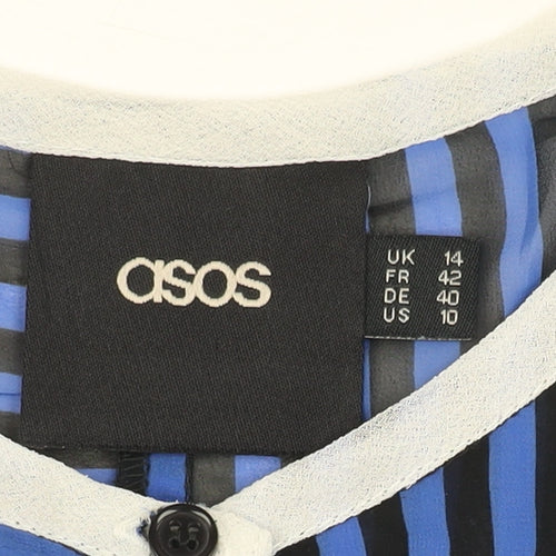 ASOS Women's Blue Striped Button-Up Shirt Size 14