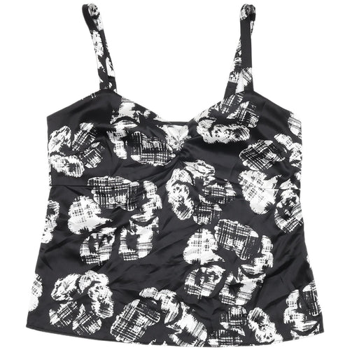Debenhams Black Floral Camisole Tank Top - Size 10 Petite
