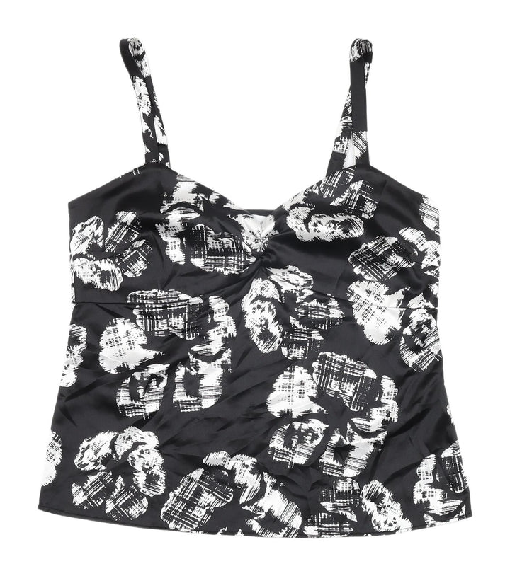 Debenhams Black Floral Camisole Tank Top - Size 10 Petite