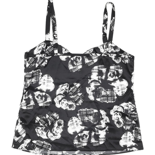 Debenhams Black Floral Camisole Tank Top - Size 10 Petite