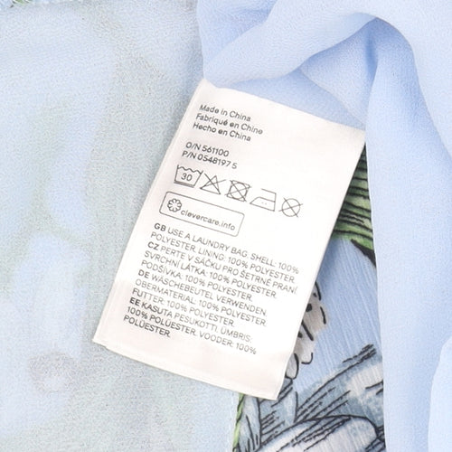 H&M Women's Blue Floral Fit & Flare Dress - Size 10