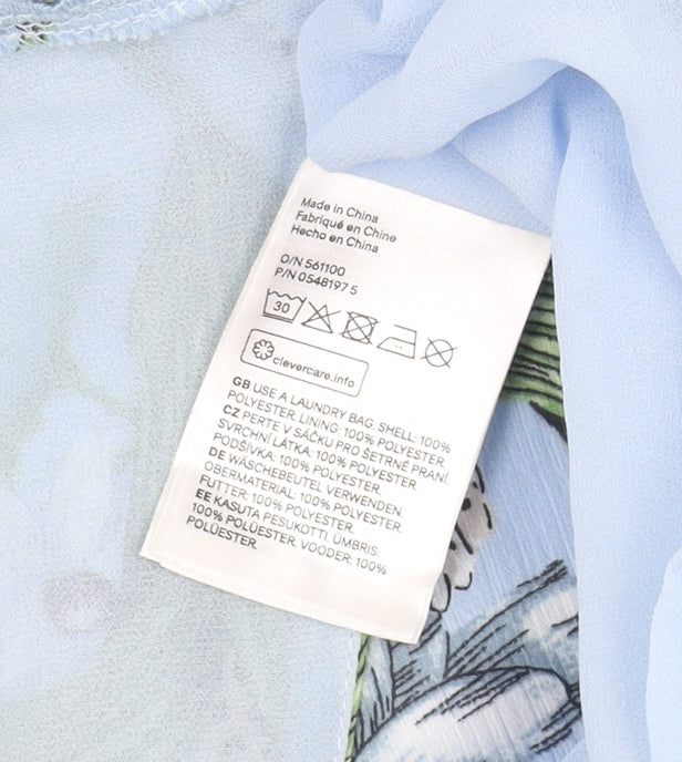 H&M Women's Blue Floral Fit & Flare Dress - Size 10