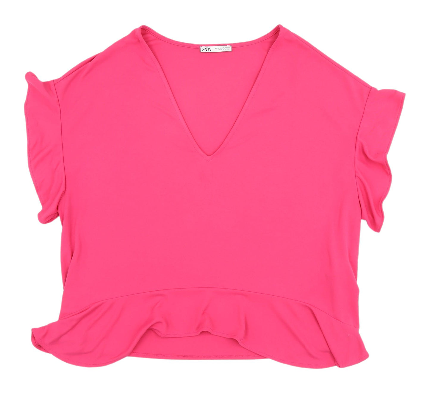 Zara Women's Pink V-Neck Blouse, Size S - Casual Style