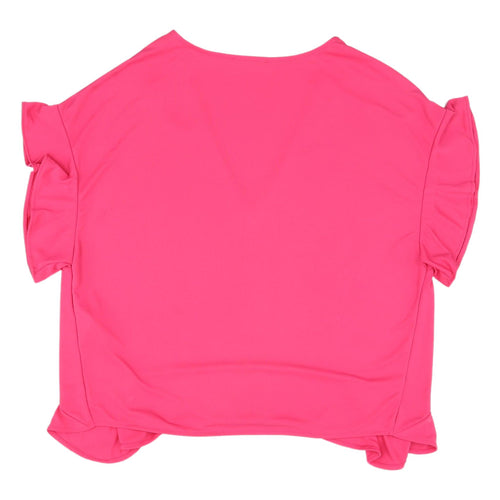 Zara Women's Pink V-Neck Blouse, Size S - Casual Style