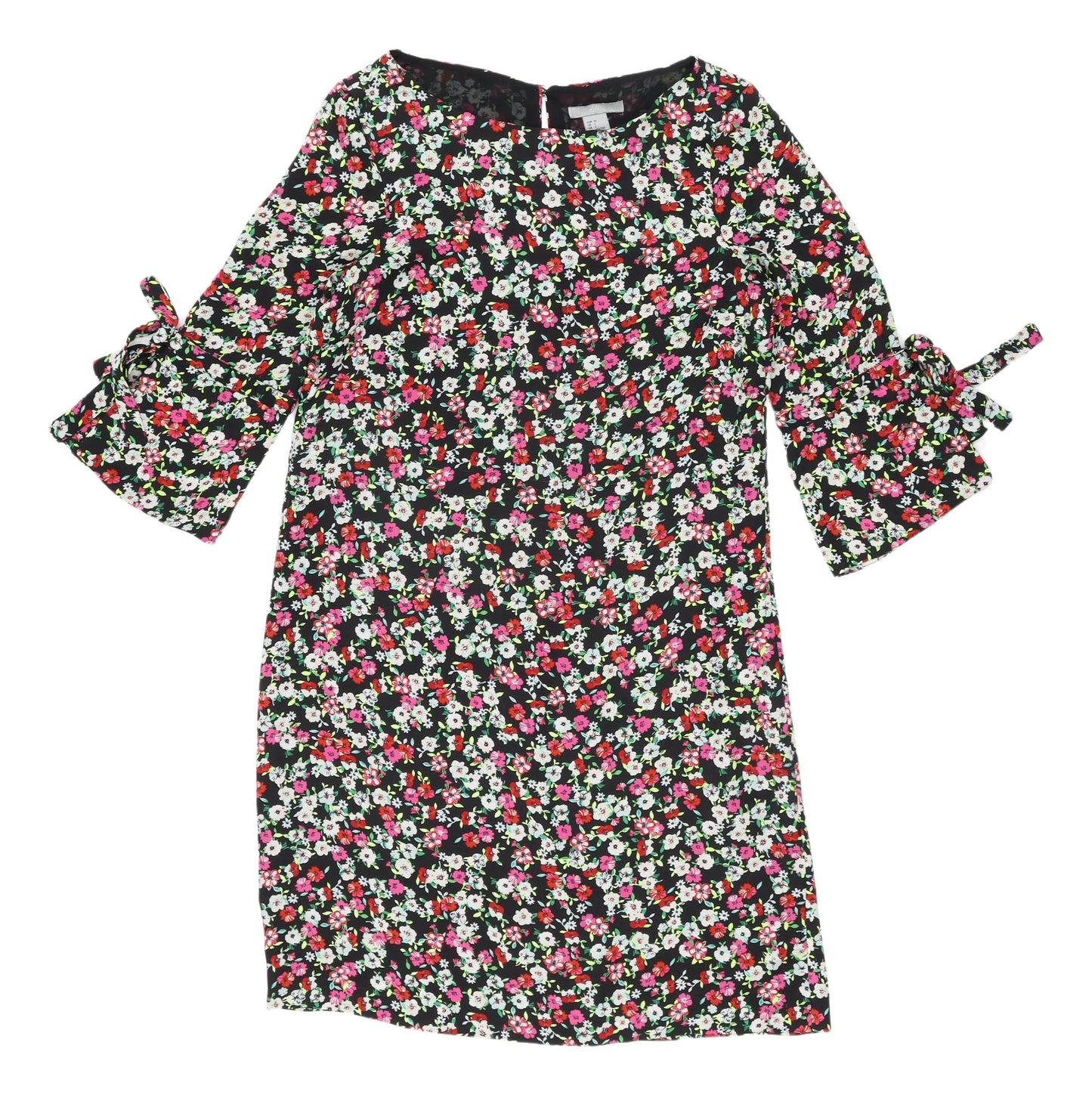 H&M Women Black Floral Shift Dress Size 4
