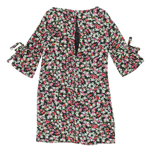 H&M Women Black Floral Shift Dress Size 4