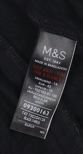 Marks and Spencer Black Long Sleeve Dress Size 14
