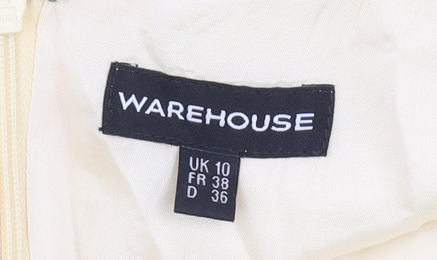 Warehouse Women's Ivory Cotton Sheath Dress Size 10