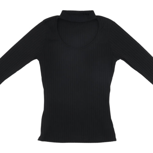 Quiz Black Slim Fit High Neck Long Sleeve Women's Top
