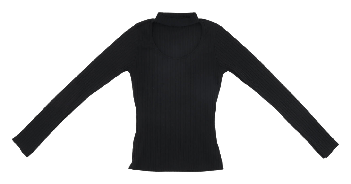Quiz Black Slim Fit High Neck Long Sleeve Women's Top