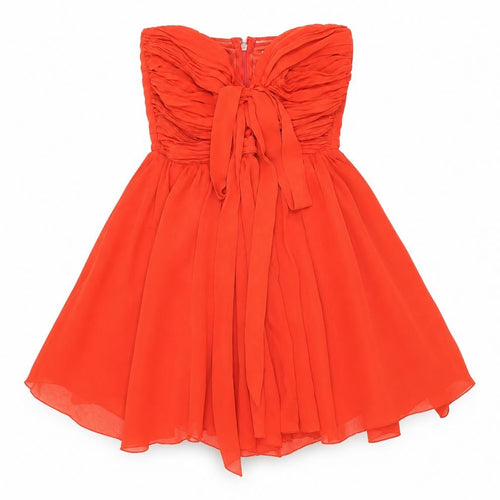 Lipsy Women's Red A-Line Party Dress with Bow, Size 10