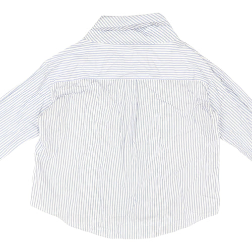 Zara Women's Blue Striped Button-Up Shirt XL