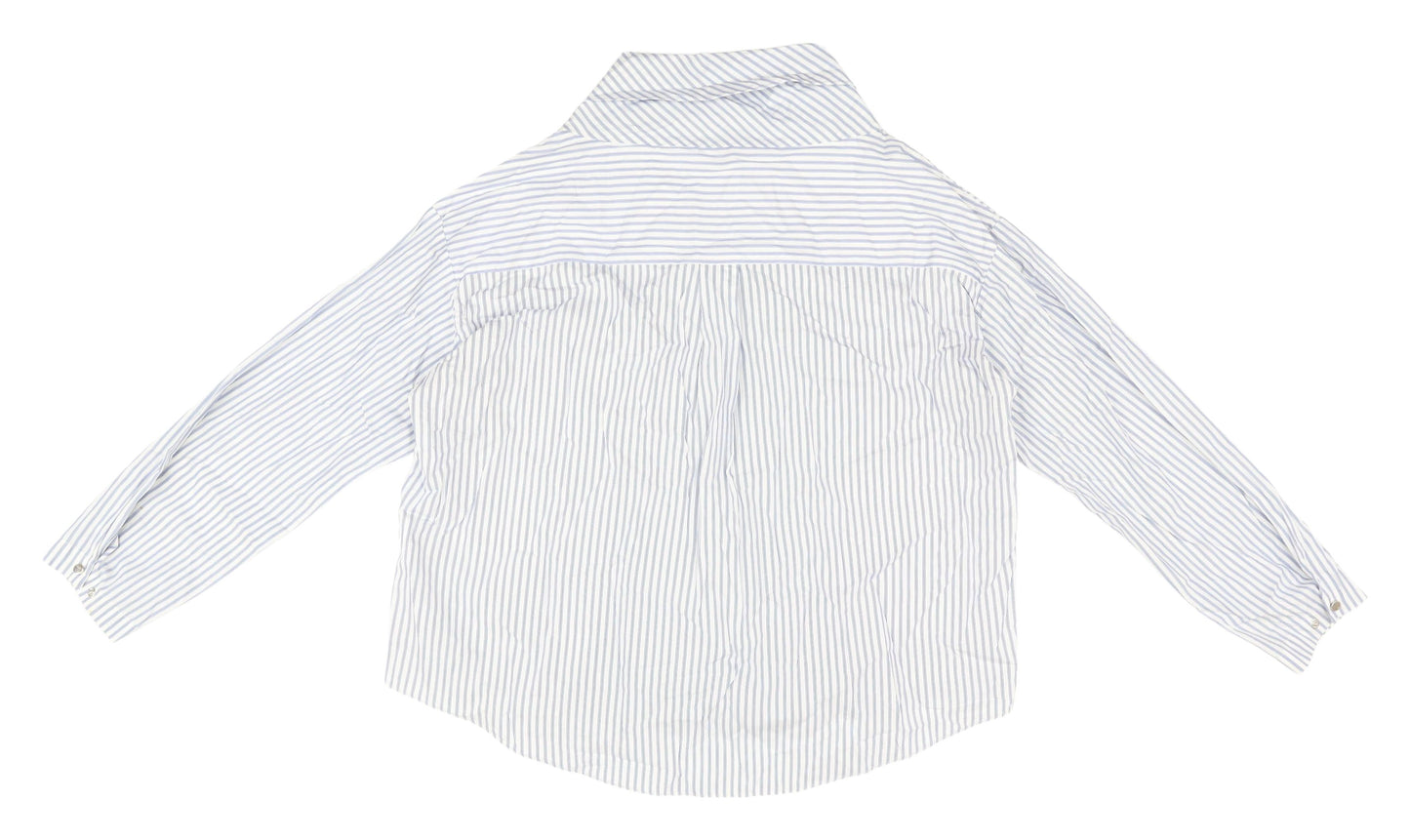 Zara Women's Blue Striped Button-Up Shirt XL