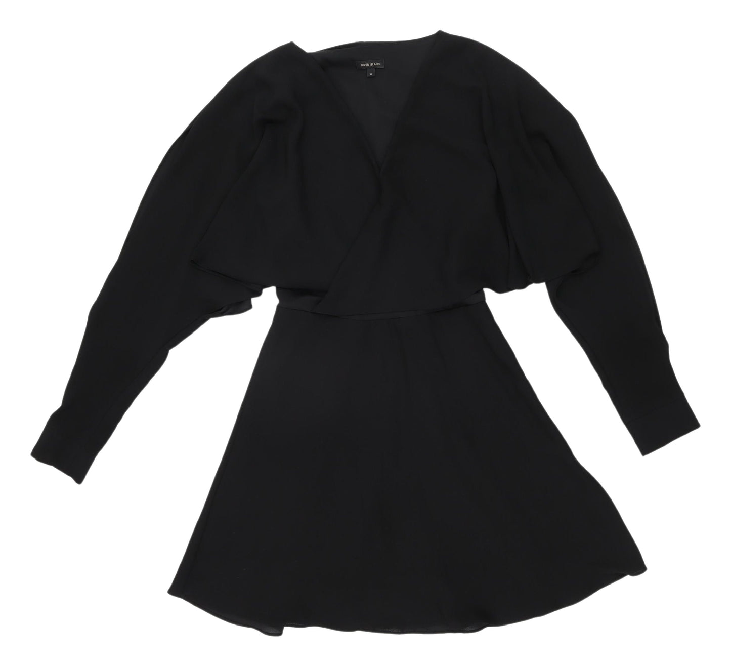 River Island Women's Black Dress, Size 6, Long Sleeve