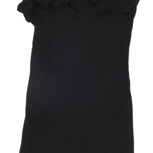 ASOS Women's Black Mini Dress, Size 10, Ruffled Sleeveless