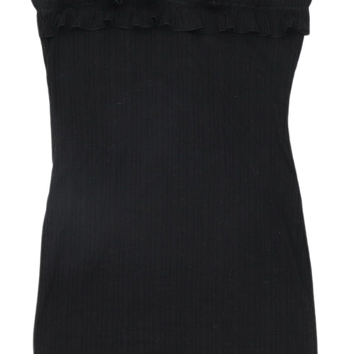 ASOS Women's Black Mini Dress, Size 10, Ruffled Sleeveless