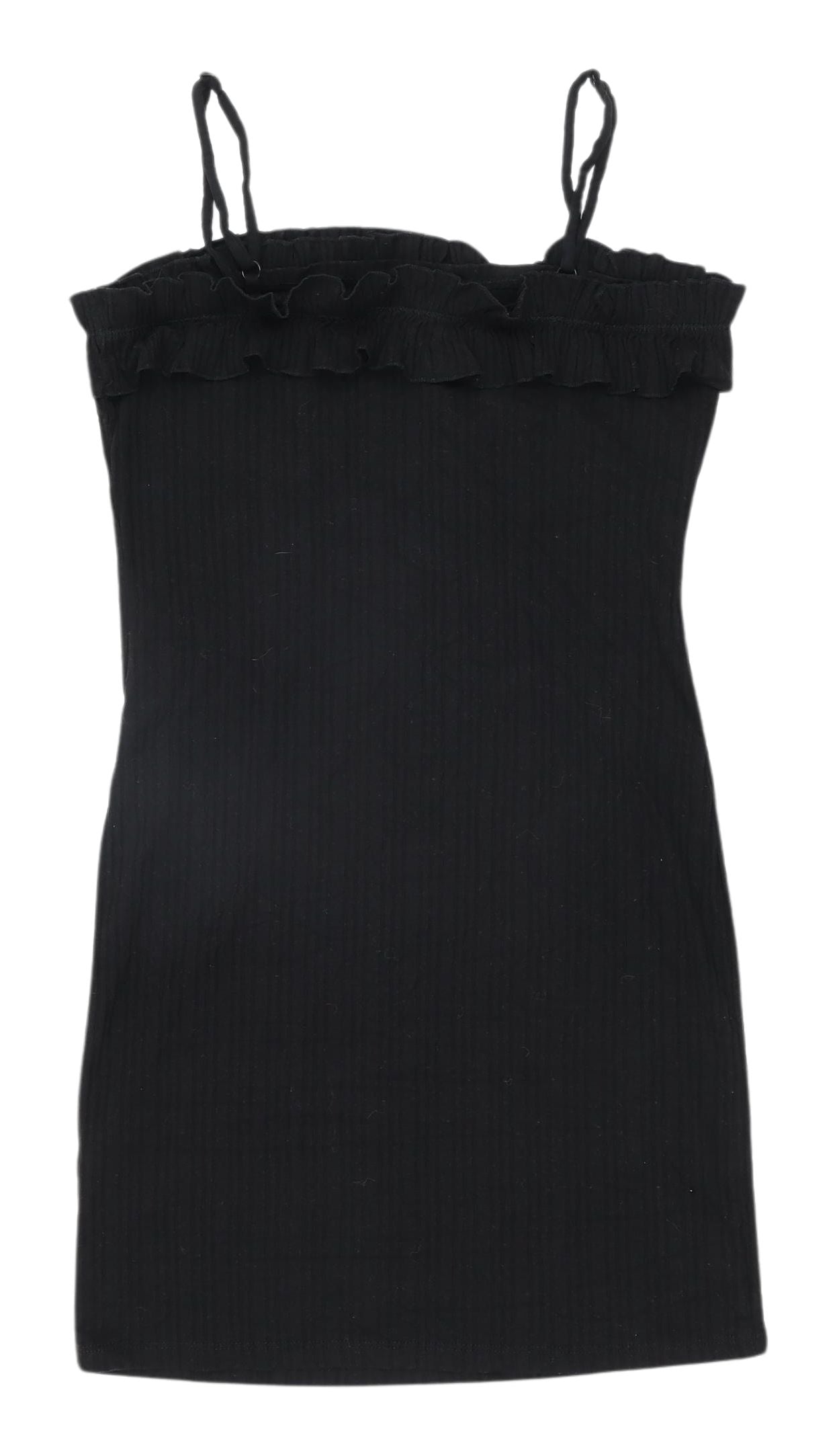 ASOS Women's Black Mini Dress, Size 10, Ruffled Sleeveless