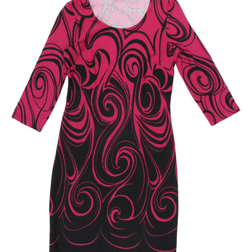 Roman Women's Pink Black Abstract Sheath Dress