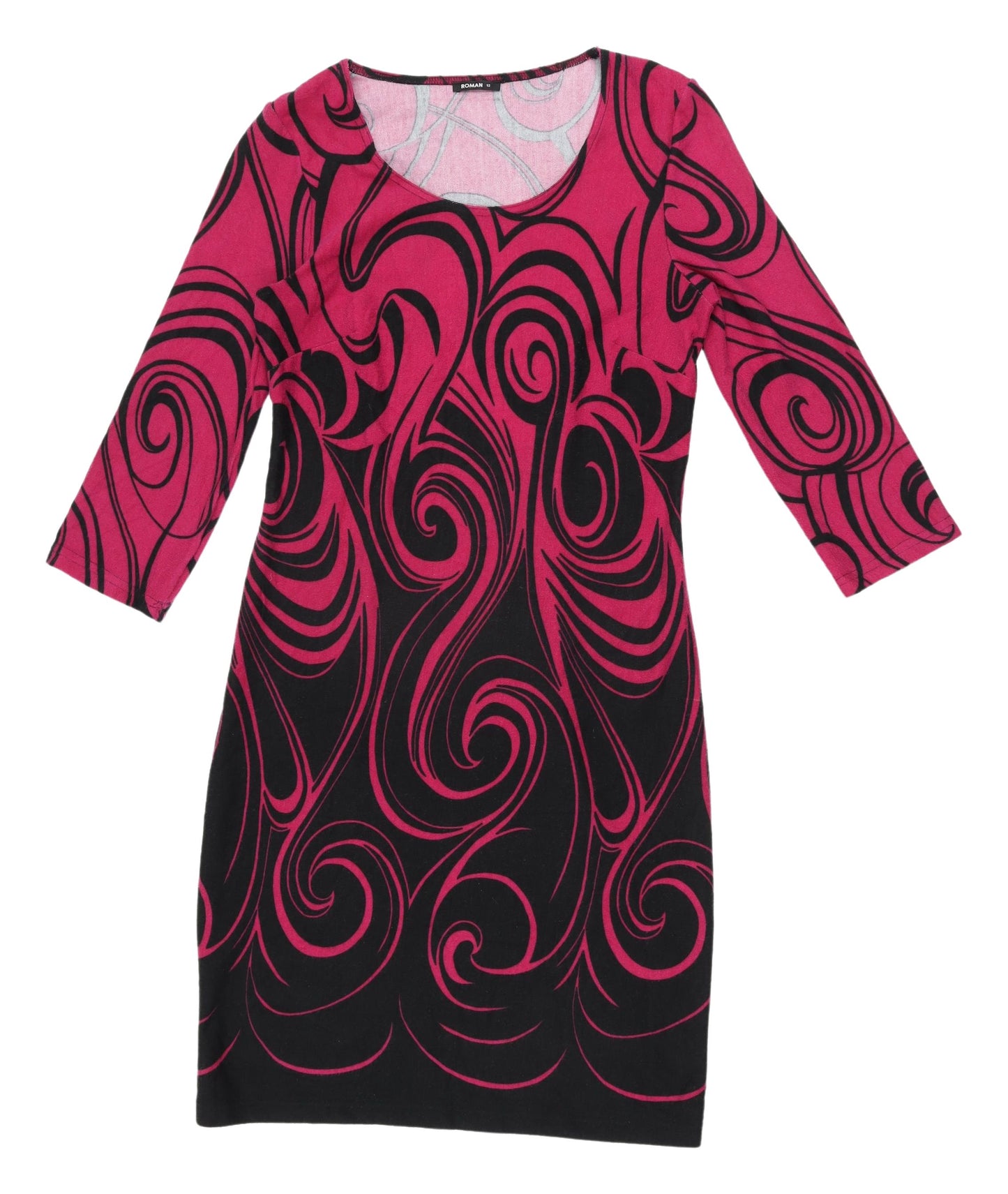 Roman Women's Pink Black Abstract Sheath Dress