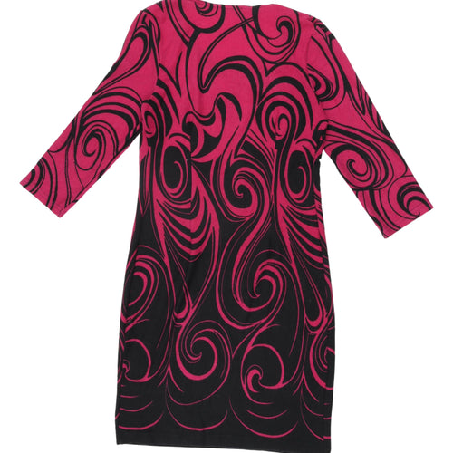 Roman Women's Pink Black Abstract Sheath Dress