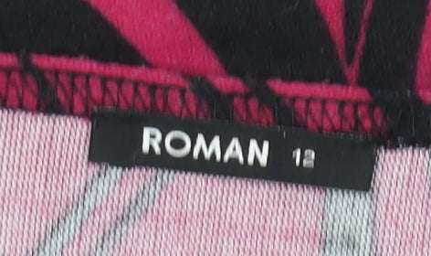 Roman Women's Pink Black Abstract Sheath Dress