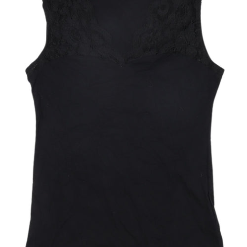 H&M Women's Black Lace Accent Cotton Tank Top - Size S