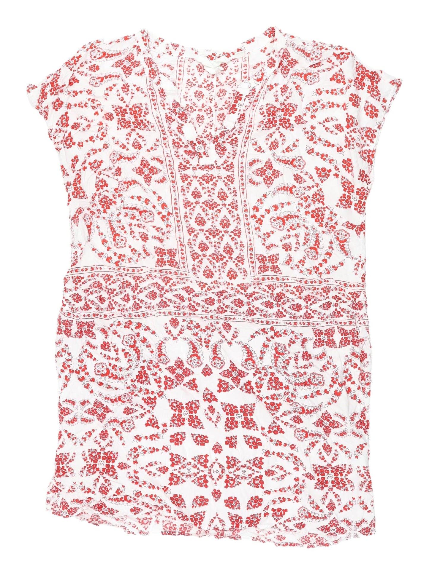 H&M Women's Red Floral Shift Dress, Size 10