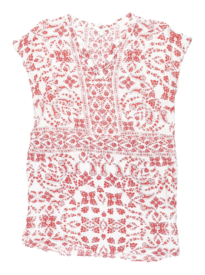 H&M Women's Red Floral Shift Dress, Size 10