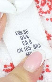 H&M Women's Red Floral Shift Dress, Size 10