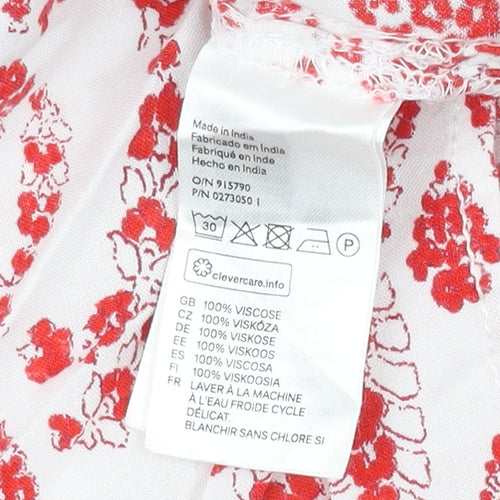 H&M Women's Red Floral Shift Dress, Size 10