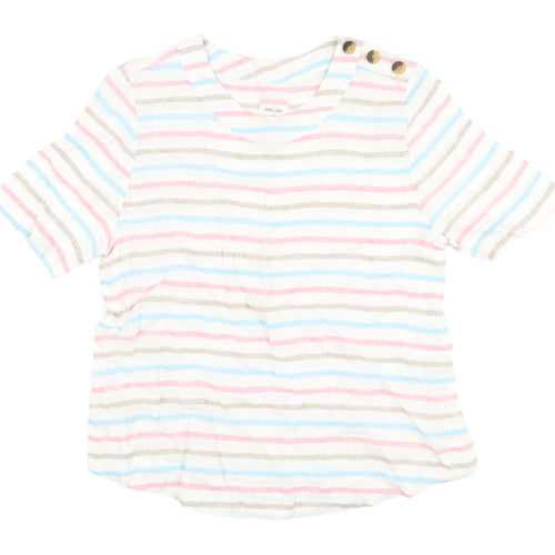 Marks and Spencer Women's Multicolour Striped Linen T-Shirt