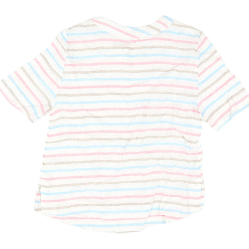 Marks and Spencer Women's Multicolour Striped Linen T-Shirt