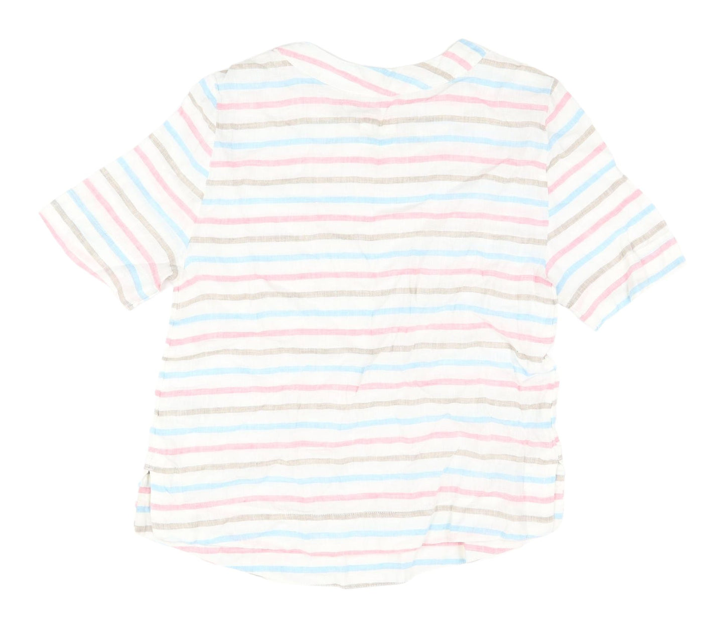 Marks and Spencer Women's Multicolour Striped Linen T-Shirt