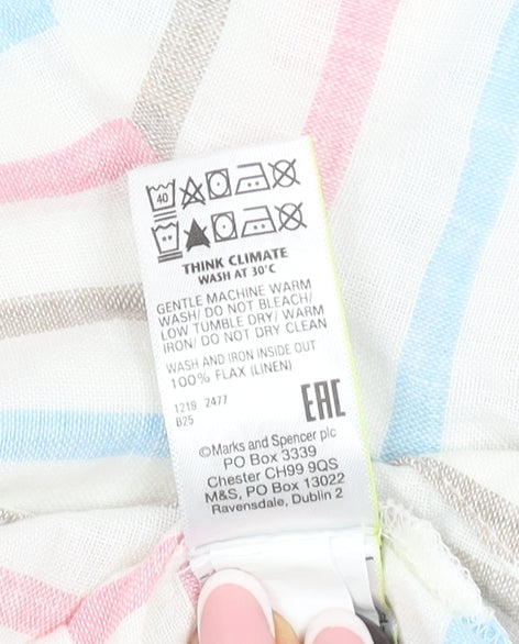 Marks and Spencer Women's Multicolour Striped Linen T-Shirt