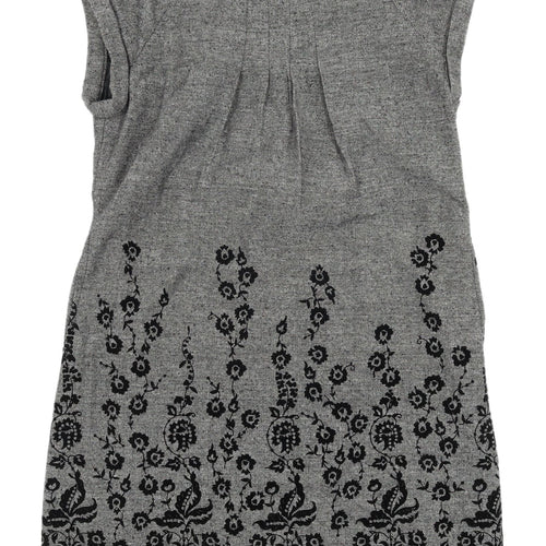 Apricot Women's Grey Mini Floral Shift Dress M