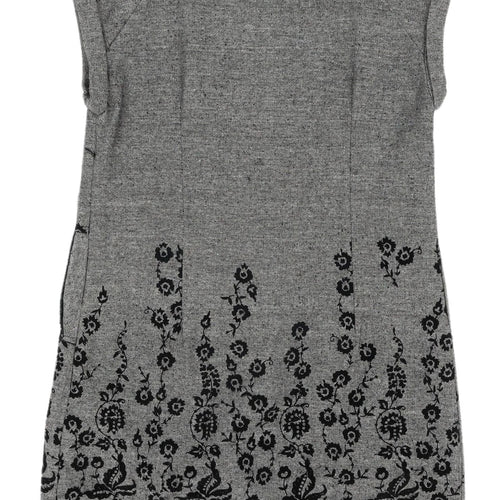 Apricot Women's Grey Mini Floral Shift Dress M