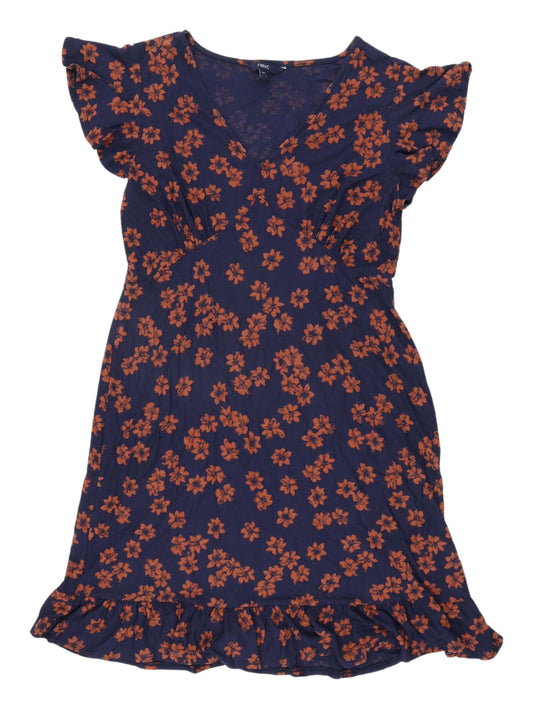 Next Women's Blue Floral A-Line Knee Length Dress