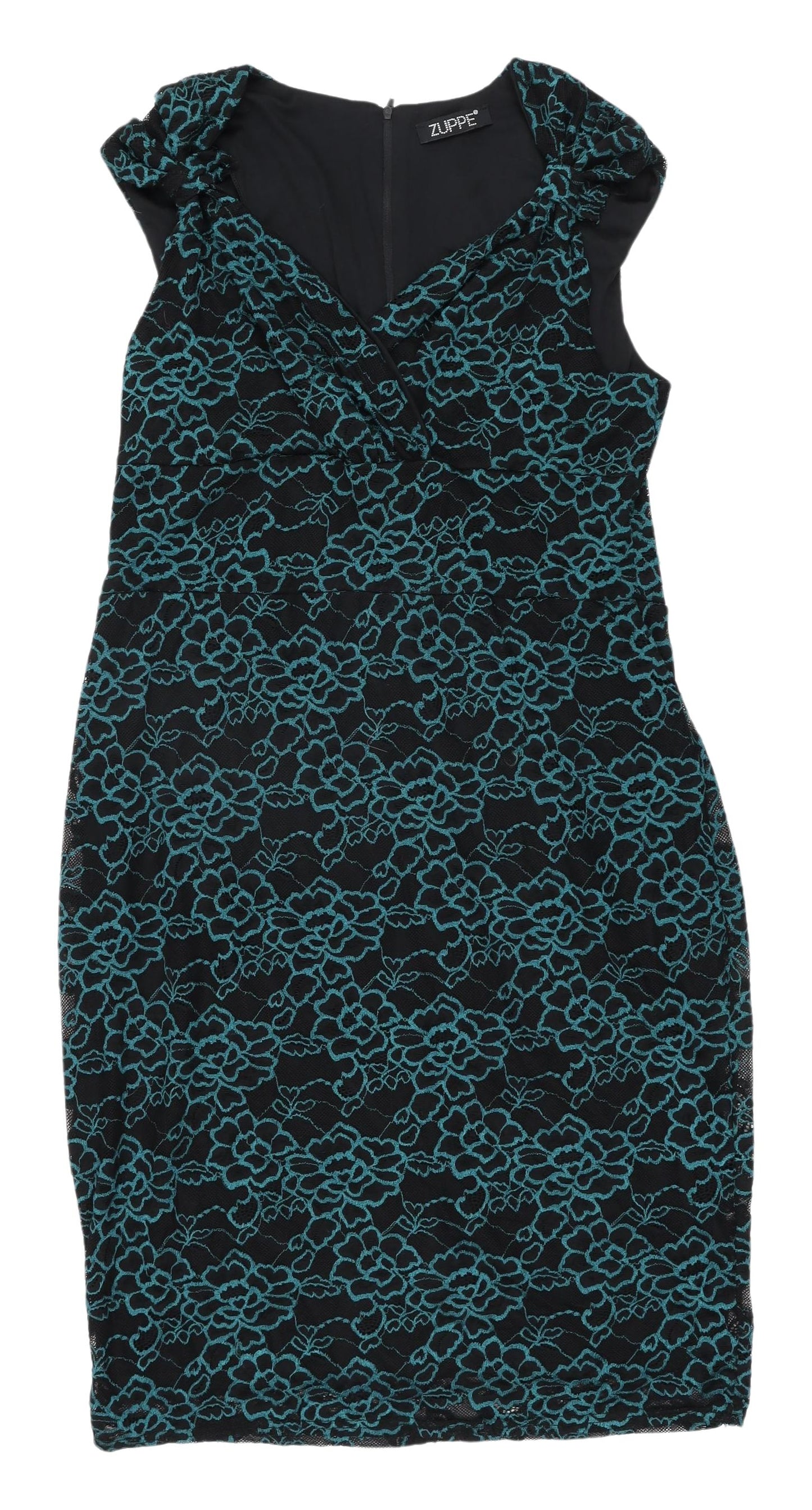 Zuppe Women's Black Floral Sheath Dress Size 16